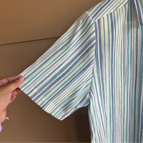Alfred Dunner Striped Button Down Shirt - Size 14 - Vintage Preppy Modest Casual - Picture 2 of 4